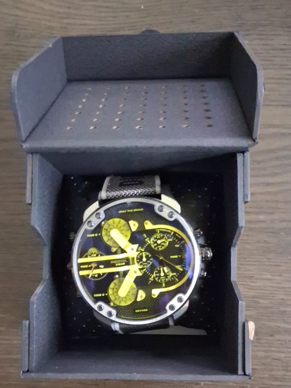 Diesel Men's Black and Yellow Multi-Dial Chronograph Watch